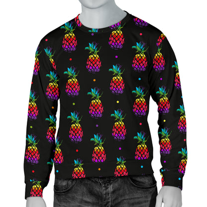 Pineapple Rainbow Dot Print Men Long Sleeve Sweatshirt