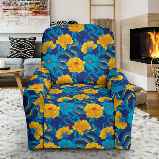 Boa Pattern Print Design 01 Recliner Slipcover with Pocket