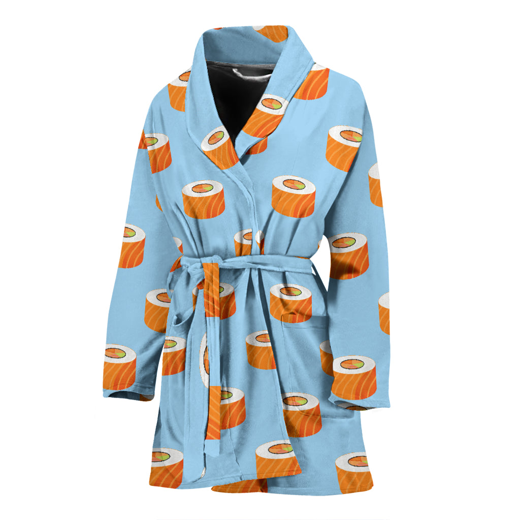 Salmon Sushi Print Design LKS307 Women Bathrobe