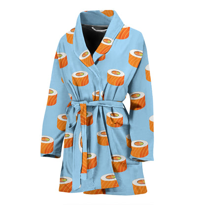 Salmon Sushi Print Design LKS307 Women Bathrobe