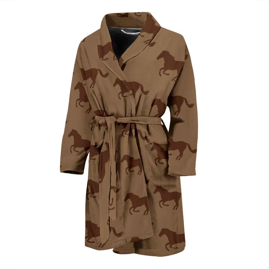 Horse Brown Print Design LKS307 Men Bathrobe