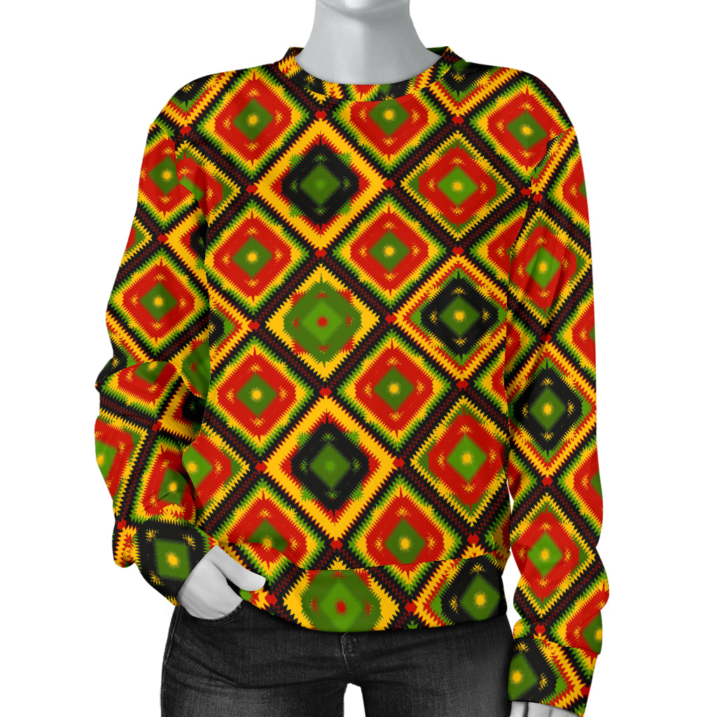Rasta Reggae Color Pattern Women Long Sleeve Sweatshirt