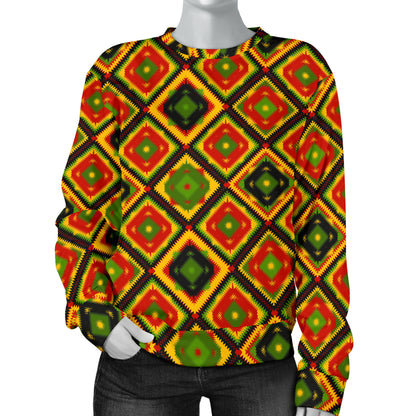 Rasta Reggae Color Pattern Women Long Sleeve Sweatshirt