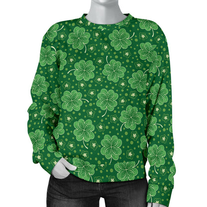 Shamrock Design Print Women Long Sleeve Sweatshirt