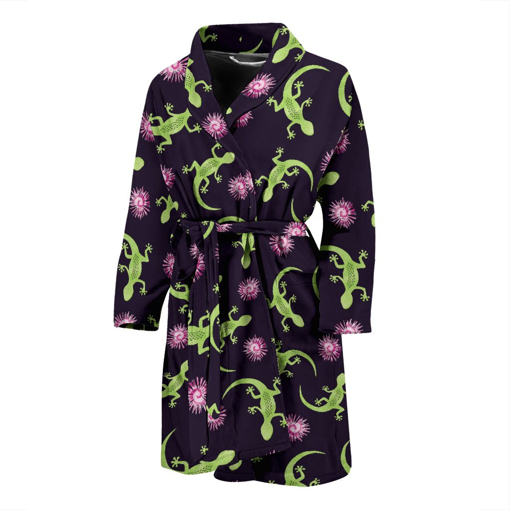 lizard Print Design LKS402 Men Bathrobe