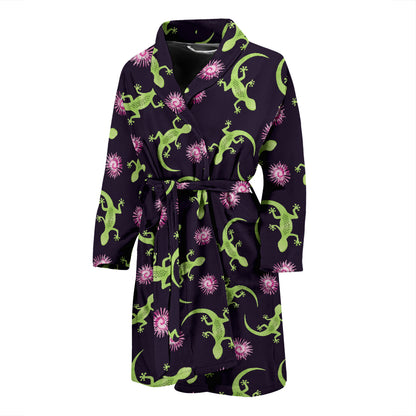lizard Print Design LKS402 Men Bathrobe