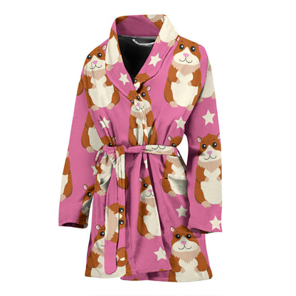Hamster Cute Pattern Print Design 02 Women Bathrobe