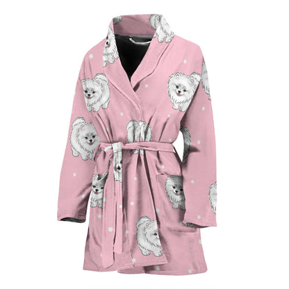 Pomeranians Pattern Print Design A02 Women Bathrobe