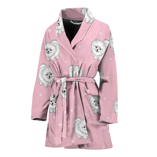 Pomeranians Pattern Print Design A02 Women Bathrobe