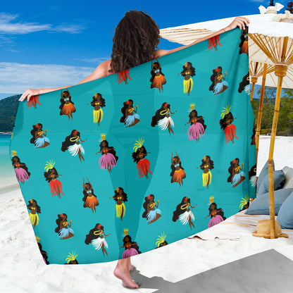 Hula Dancers Pattern Print Design 04 Sarong Pareo Wrap