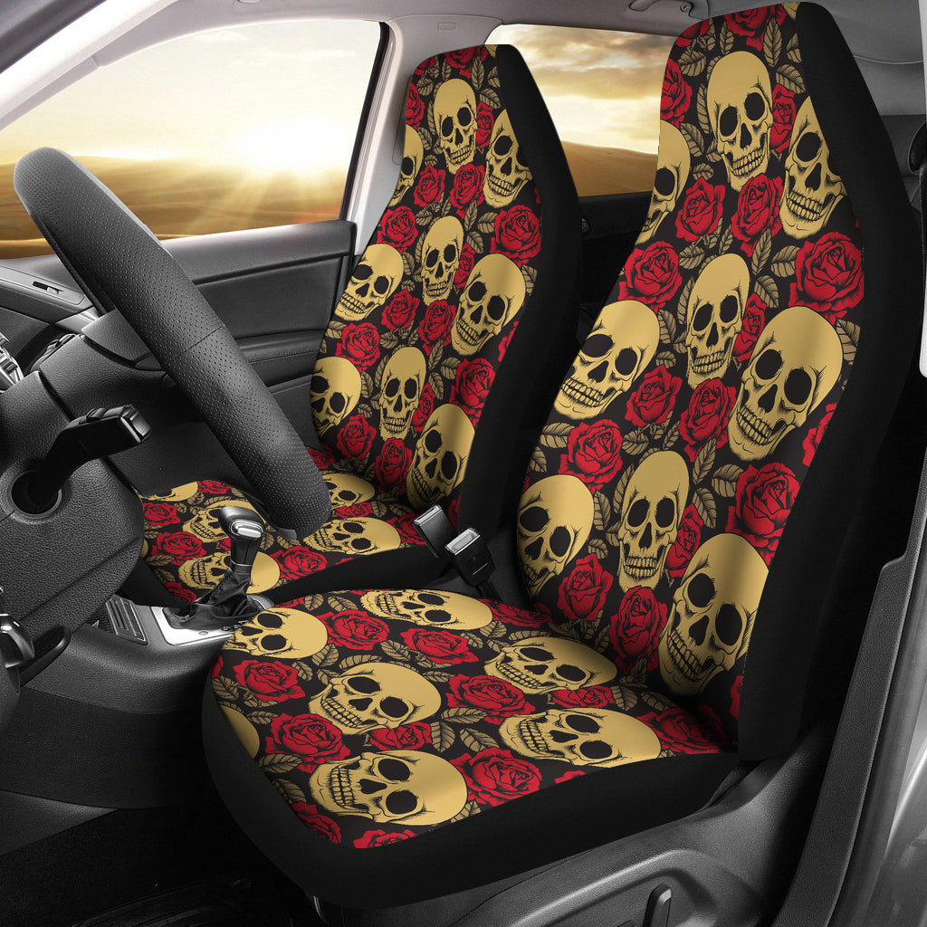 Skull And Roses Print Design LKS302 Car Seat Covers