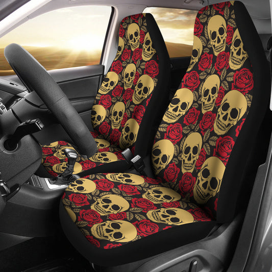 Skull And Roses Print Design LKS302 Car Seat Covers