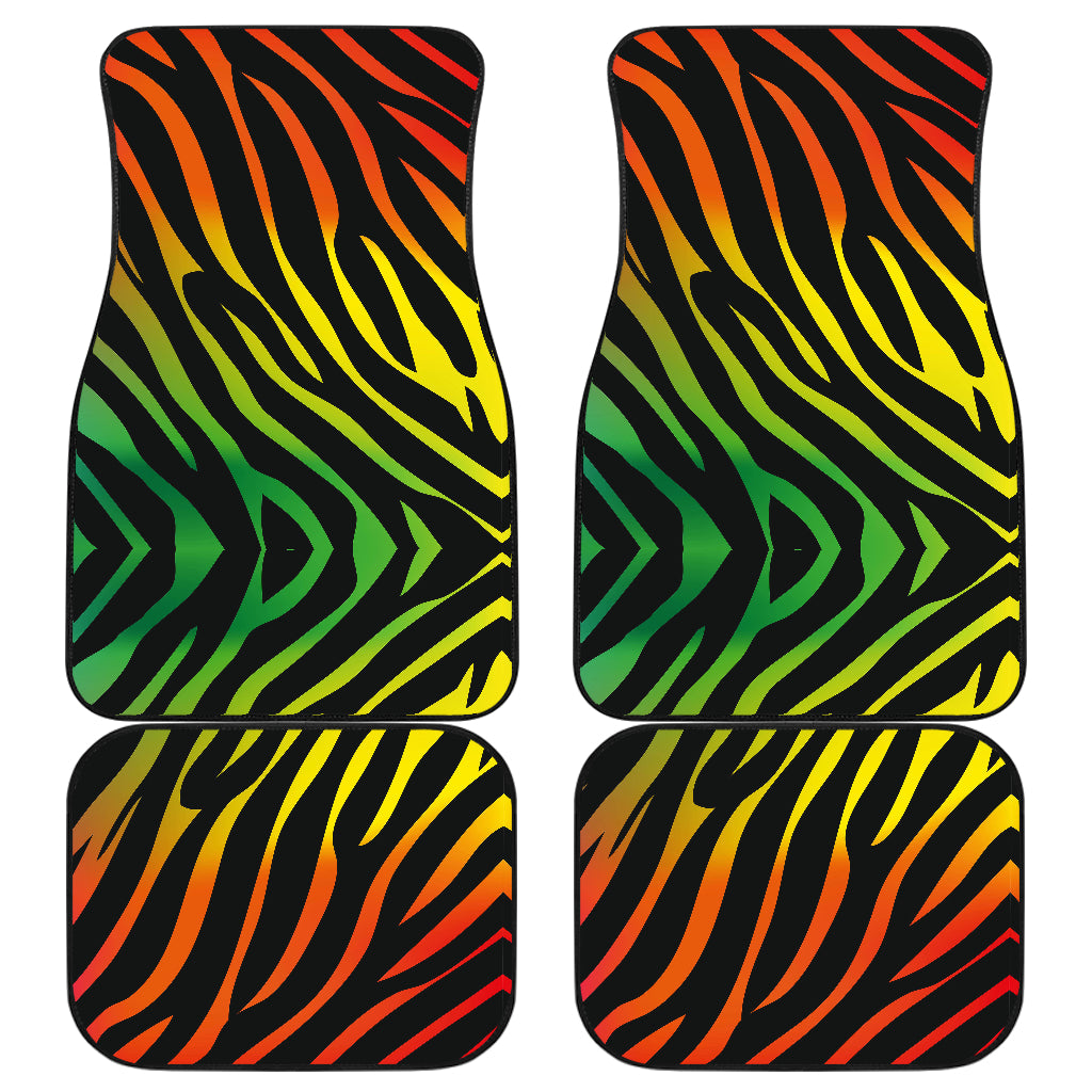 Rainbow Zebra Themed Print Car Floor Mats Front Back