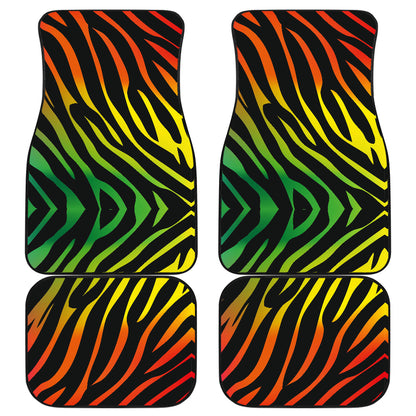 Rainbow Zebra Themed Print Car Floor Mats Front Back