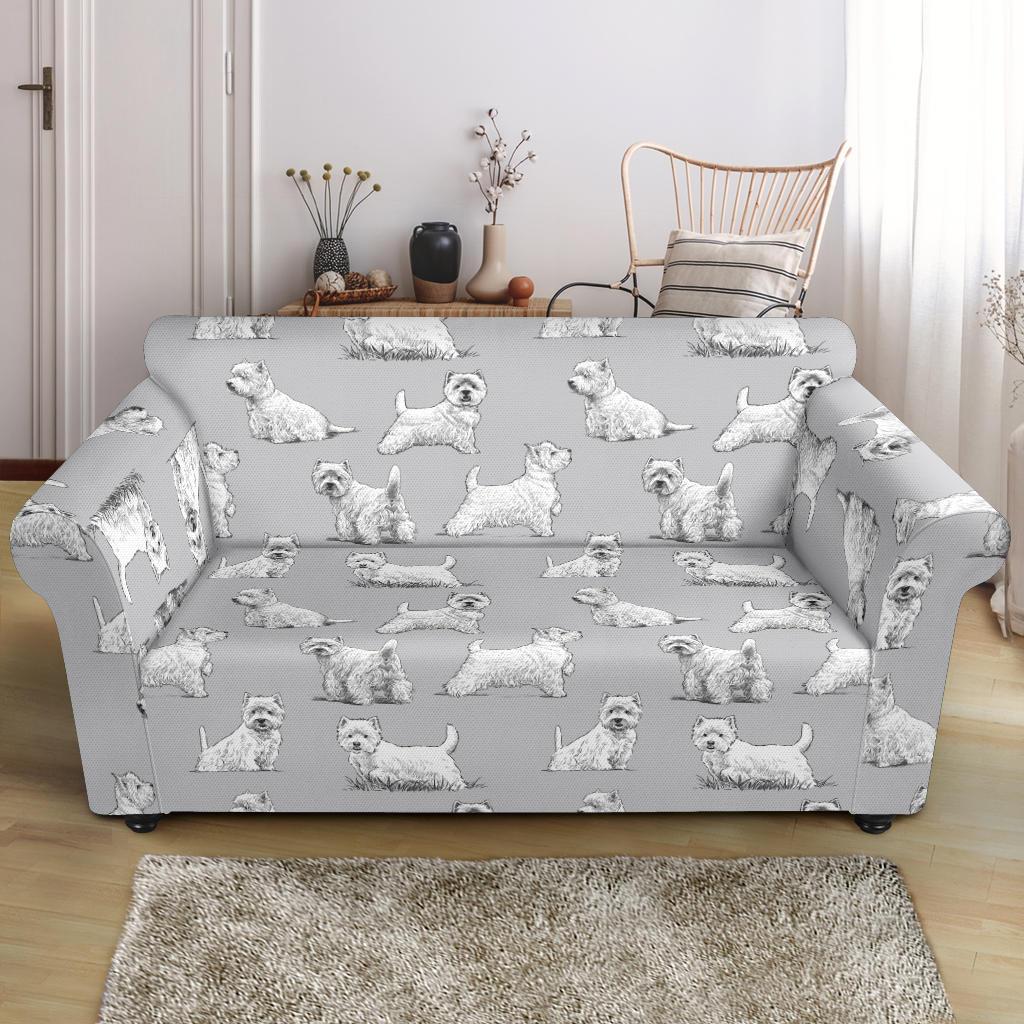 Scottish Terriers Print Design LKS3011 Loveseat Couch Slipcover