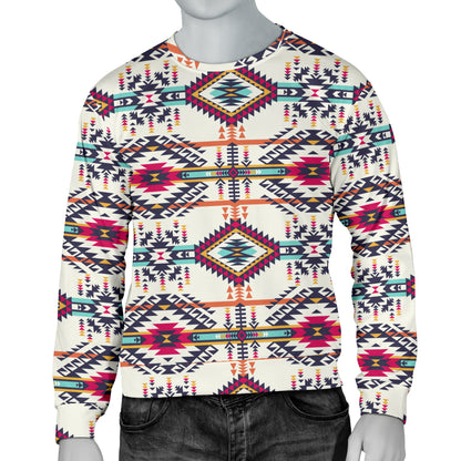 Indian Navajo Art Themed Design Print Men Long Sleeve Sweatshirt