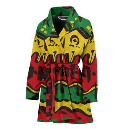 Rasta Pattern Print Design A01 Women Bathrobe