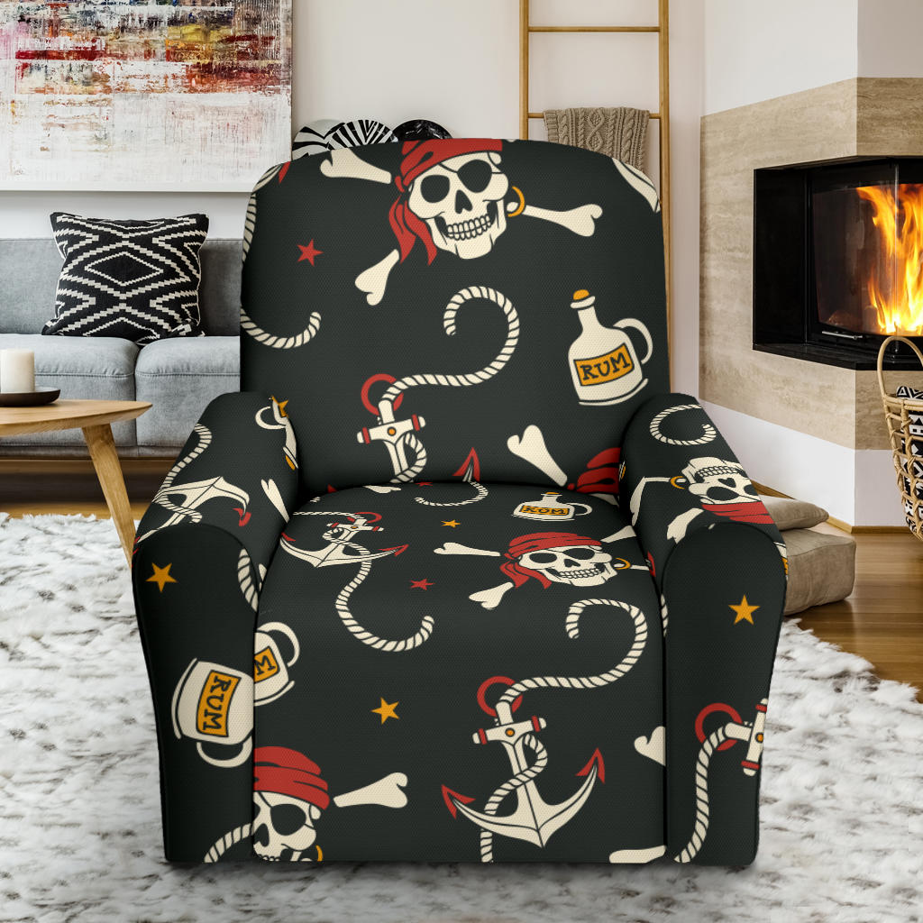 Pirate Pattern Print Design A02 Recliner Slipcover with Pocket