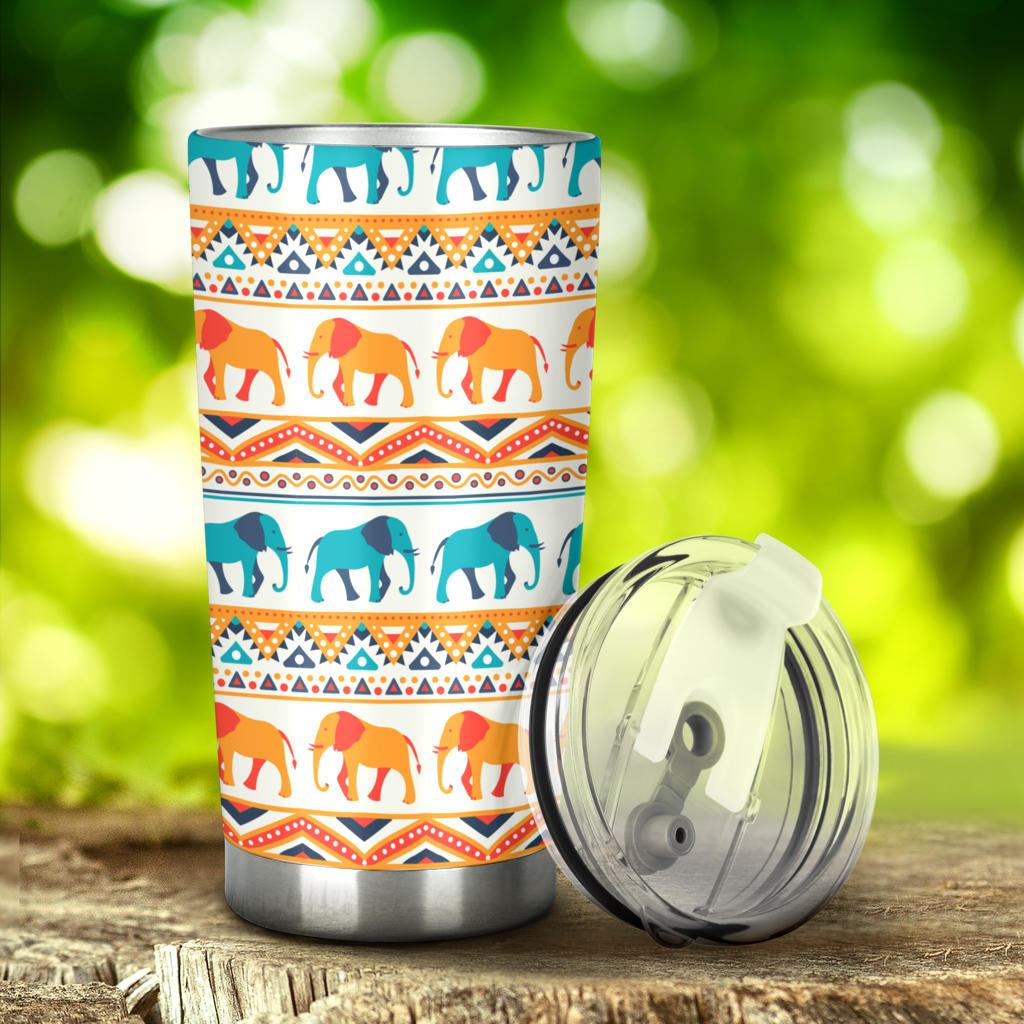 Elephant Aztec Ethnic Print Pattern Tumbler