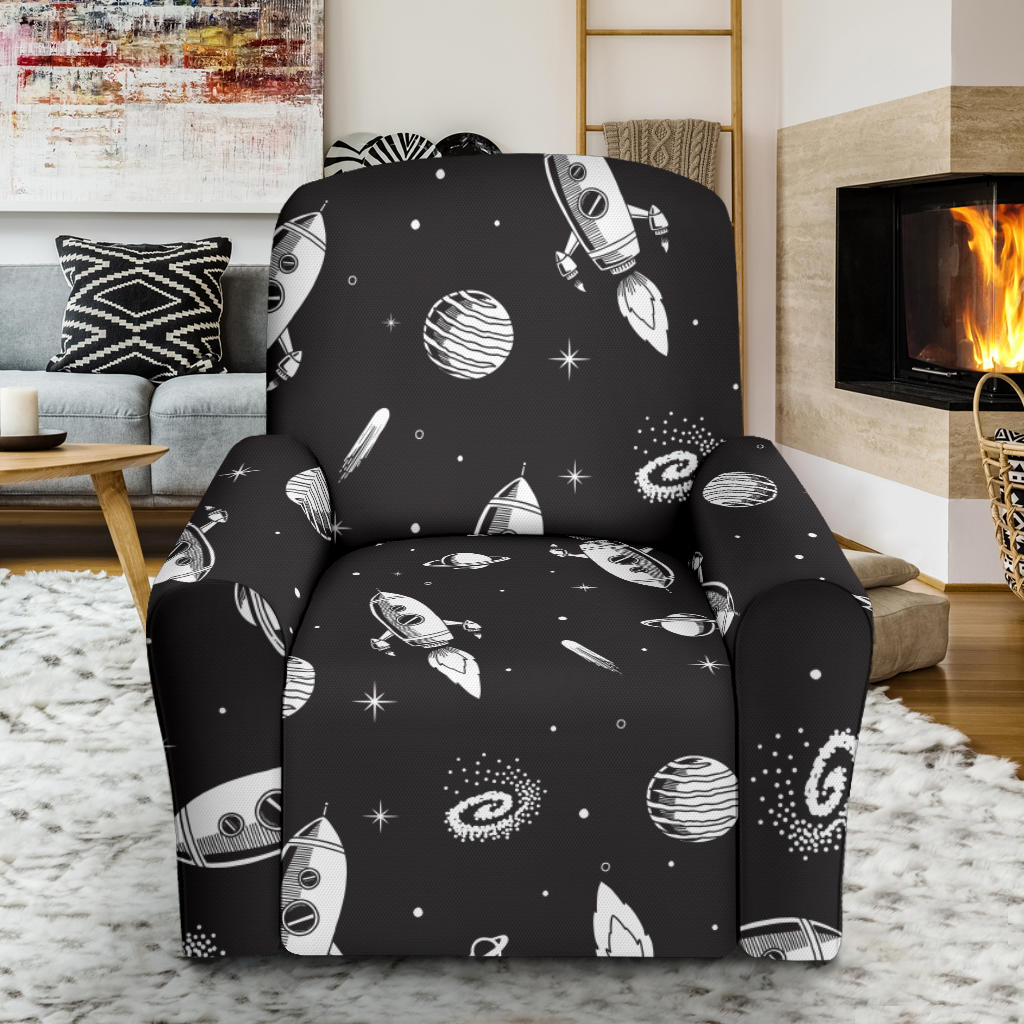 Space Rocket Print Design LKS303 Recliner Slipcover with Pocket