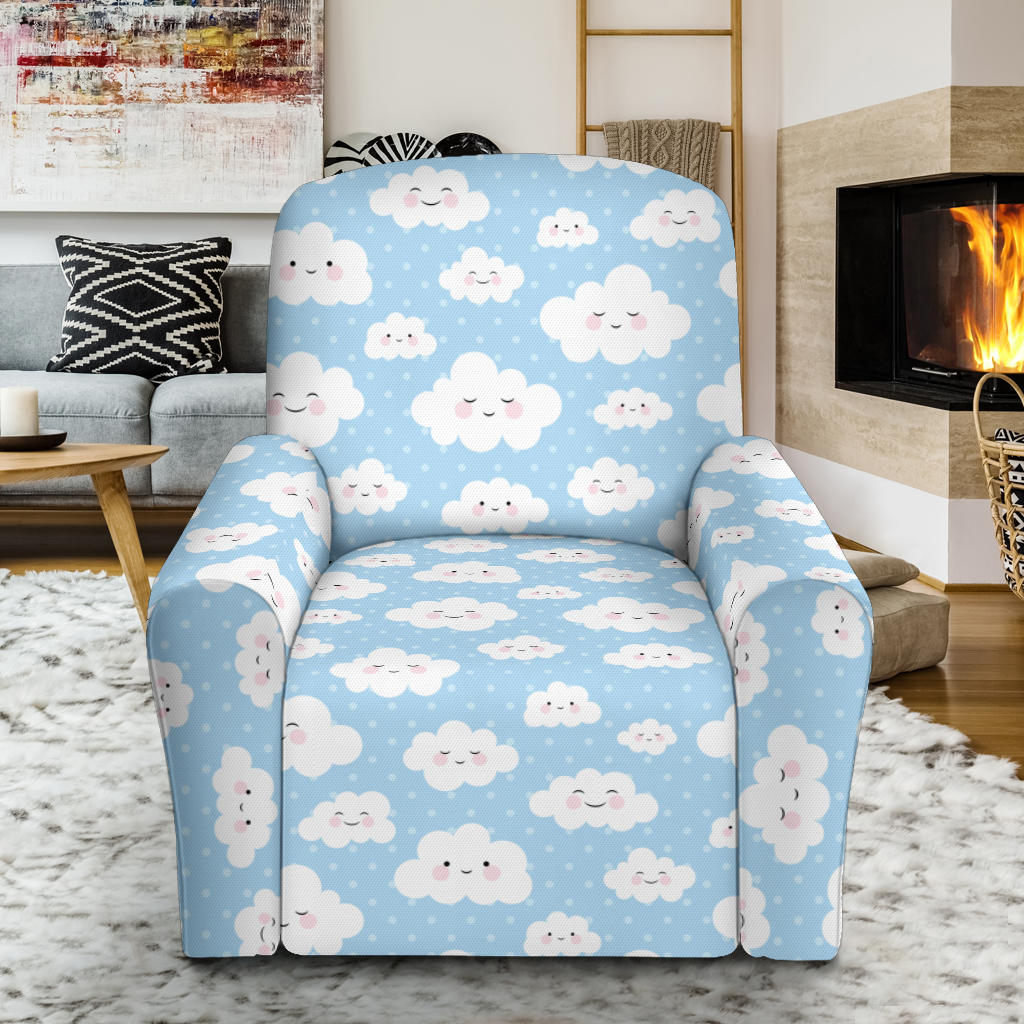 Cloud Pattern Print Design 02 Recliner Slipcover with Pocket