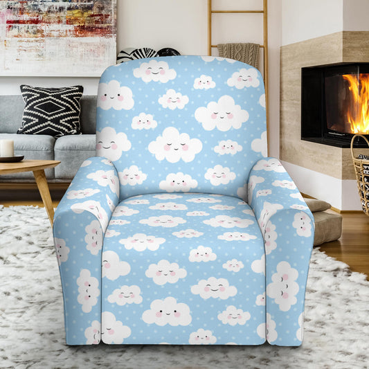 Cloud Pattern Print Design 02 Recliner Slipcover with Pocket