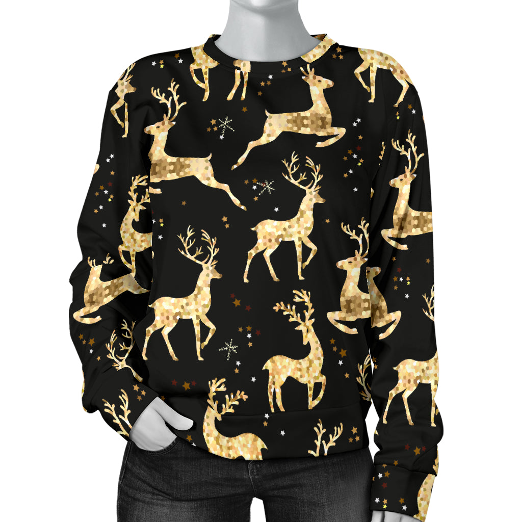 Deer Gold Pattern Women Long Sleeve Sweatshirt