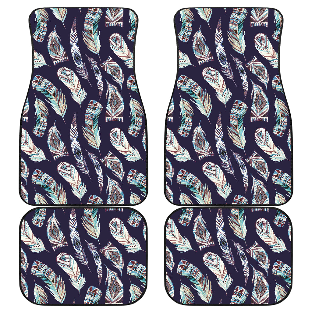 Feather Vintage Boho Design Print Car Floor Mats Front Back