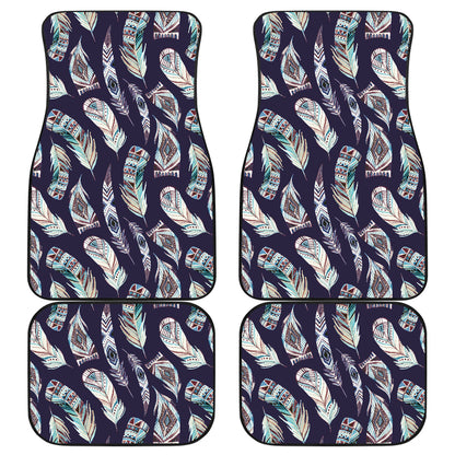 Feather Vintage Boho Design Print Car Floor Mats Front Back
