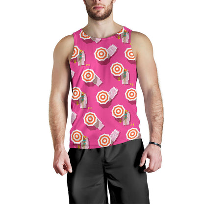 Beach Top View Umbrella Theme Men Tank Top