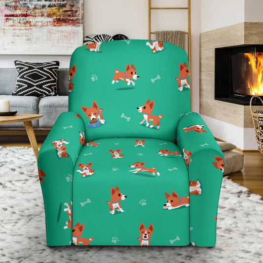 Basenji Pattern Print Design 02 Recliner Slipcover with Pocket