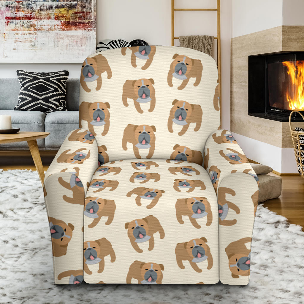 Bulldogs Pattern Print Design 01 Recliner Slipcover with Pocket