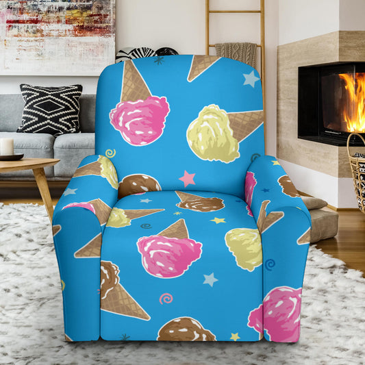 Ice Cream Pattern Print Design 01 Recliner Slipcover with Pocket