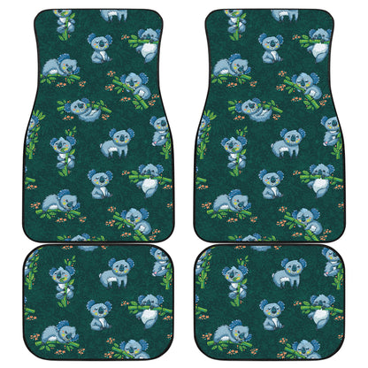 Koala Blue Design Print Car Floor Mats Front Back