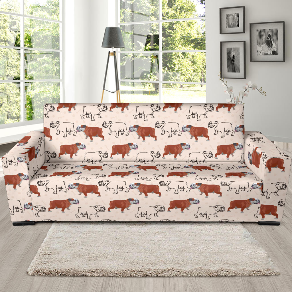 Bulldogs Pattern Print Design 04 Sofa Slipcover