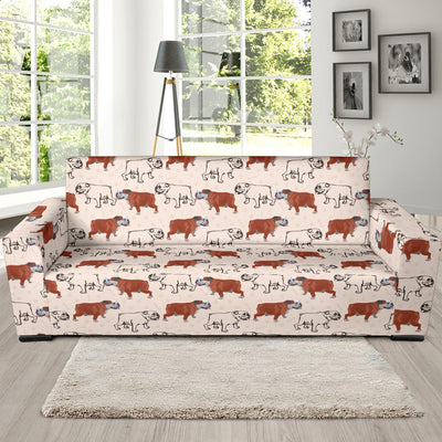 Bulldogs Pattern Print Design 04 Sofa Slipcover