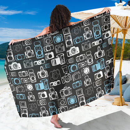 Camera Pattern Print Design 04 Sarong Pareo Wrap