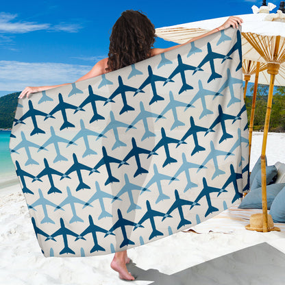 Airplane Pattern Print Design 04 Sarong Pareo Wrap