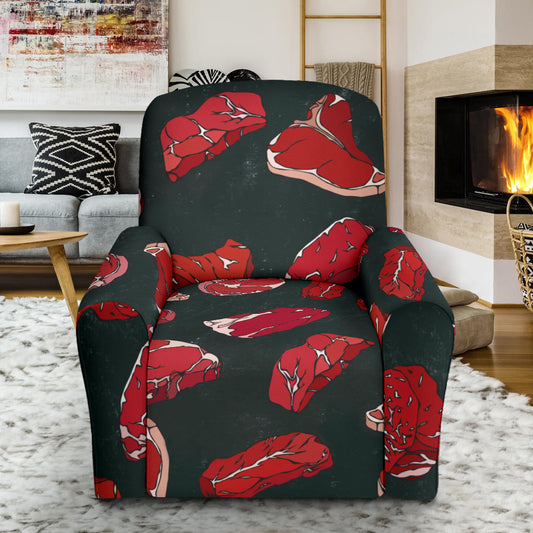 Meat Pattern Print Design 01 Recliner Slipcover with Pocket