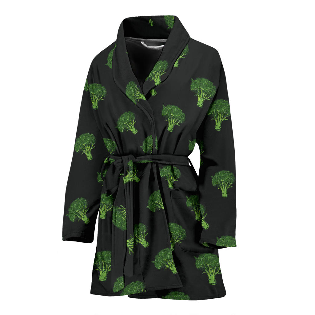 Broccoli Pattern Print Design 04 Women Bathrobe