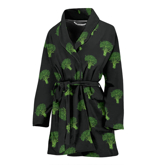 Broccoli Pattern Print Design 04 Women Bathrobe