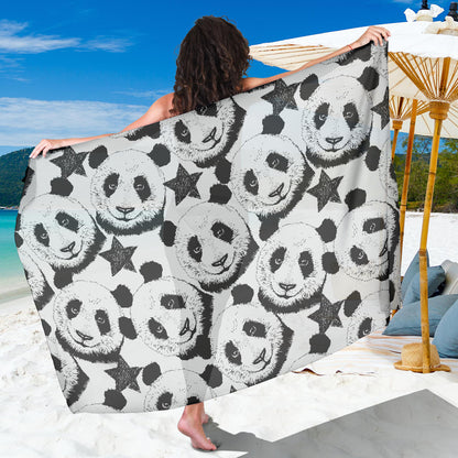 Panda Pattern Print Design A02 Sarong Pareo Wrap
