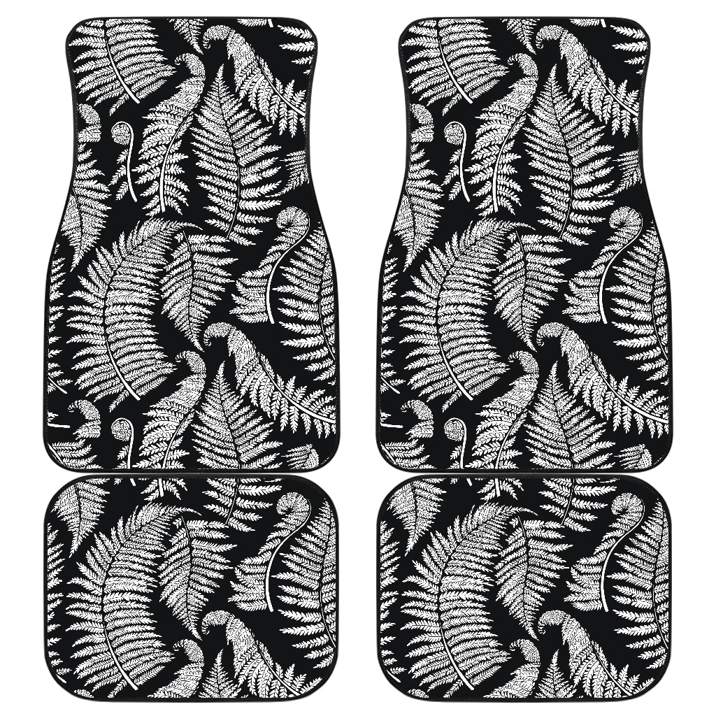 Fern Leave Black White Print Pattern Car Floor Mats Front Back