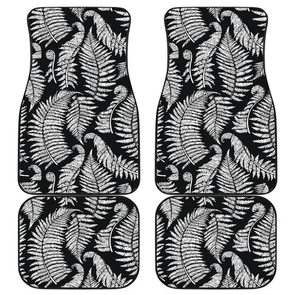 Fern Leave Black White Print Pattern Car Floor Mats Front Back
