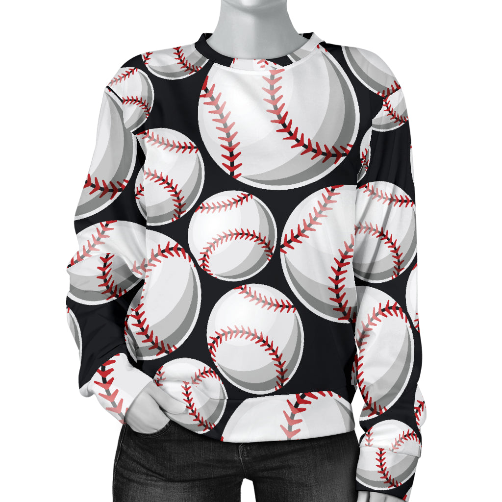 Baseball Black Background Women Long Sleeve Sweatshirt