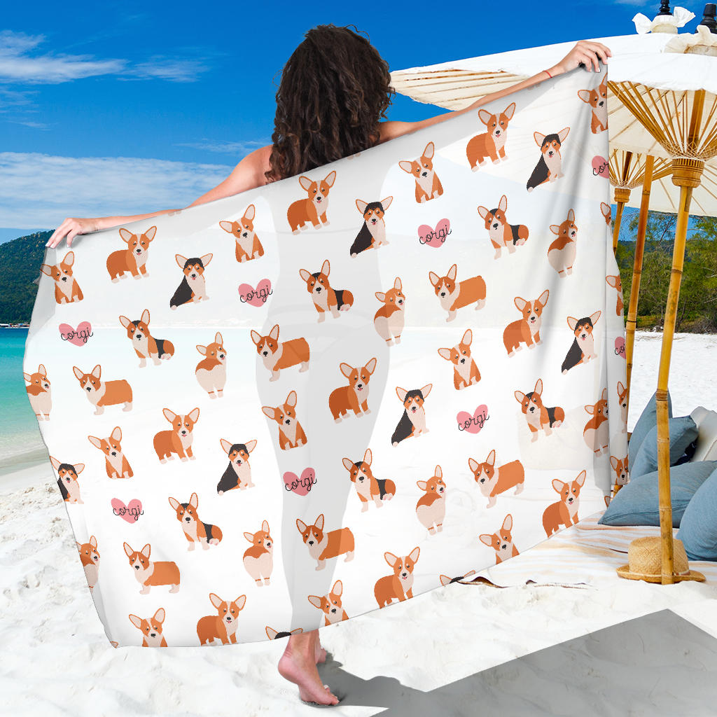 Cardigan Welsh Corgis Pattern Print Design 02 Sarong Pareo Wrap