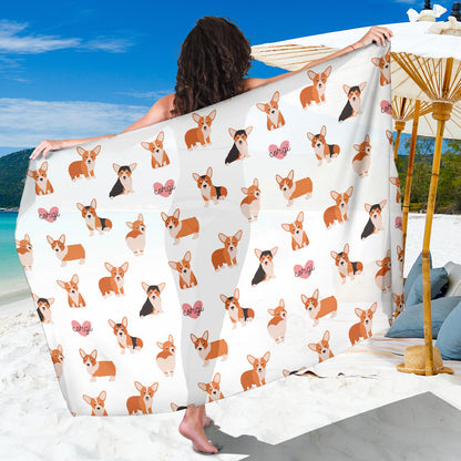 Cardigan Welsh Corgis Pattern Print Design 02 Sarong Pareo Wrap