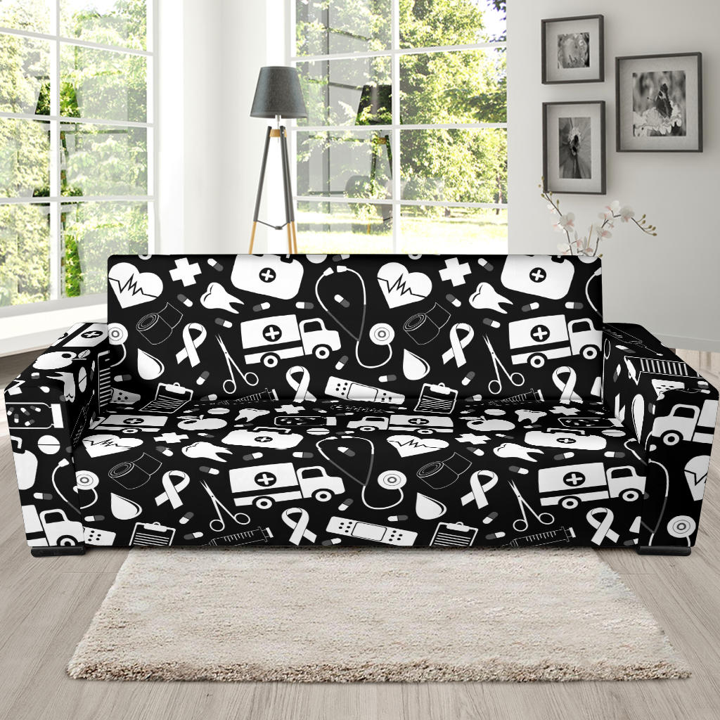 Medical Pattern Print Design 01 Sofa Slipcover