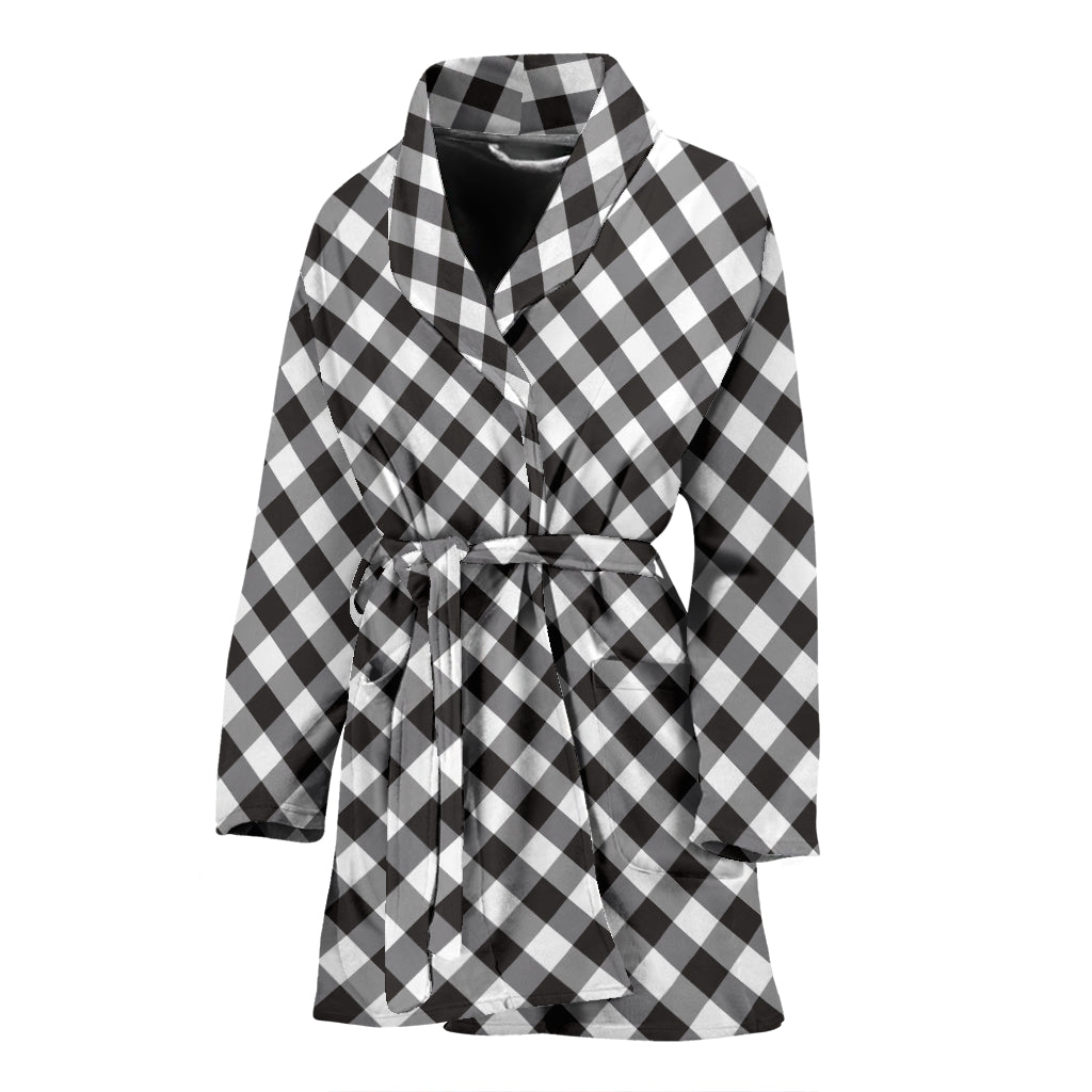 Gingham Print Design LKS402 Women Bathrobe
