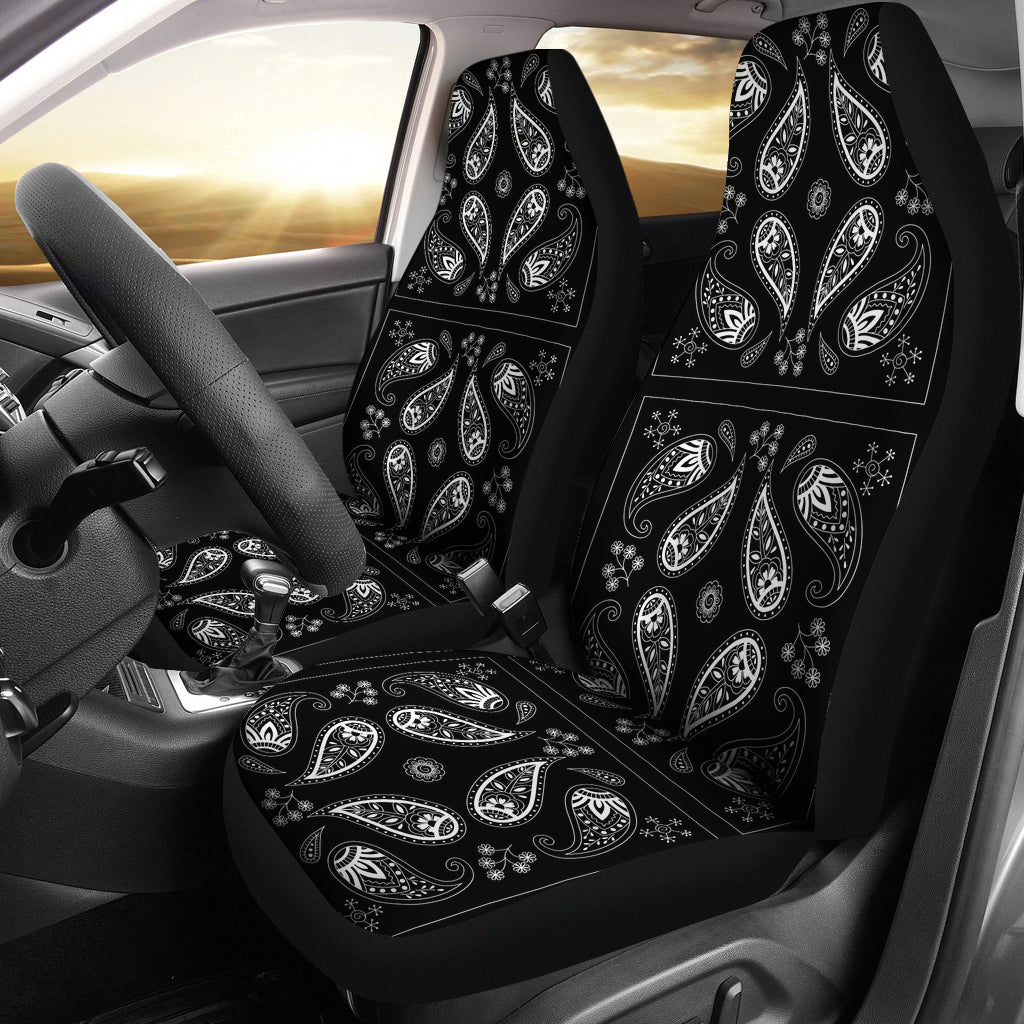 Bandana Paisley Black Print Design LKS308 Car Seat Covers
